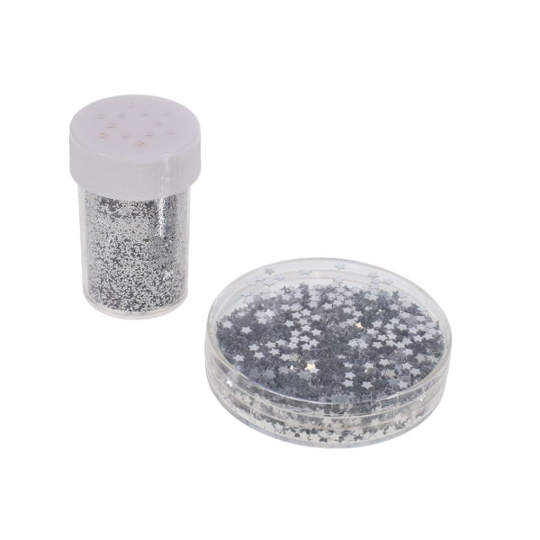 ICON CRAFT GLITTER AND STAR CONFETTI SILVER - 8g+10g - Image 2