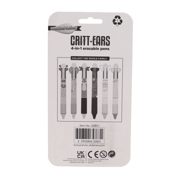 WORLD OF COLOUR CRITT-EARS 4-in-1 ERASABLE PENS - ASST - Image 2