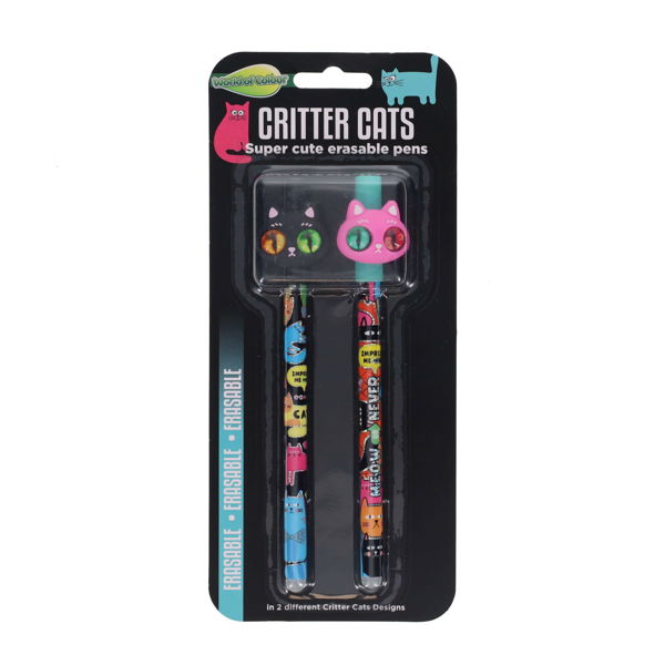 WORLD OF COLOUR PKT.2 CRITTER CATS ERASABLE PENS
