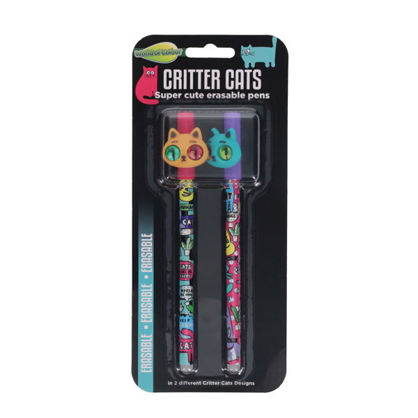 WORLD OF COLOUR PKT.2 CRITTER CATS ERASABLE PENS - Image 2