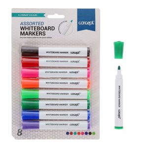 CONCEPT PKT.8 DRY WIPE WHITEBOARD MARKERS - ASST