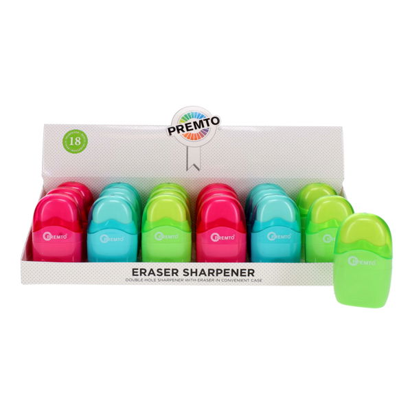 PREMTO DOUBLE HOLE SHARPENER WITH ERASER CDU - 3 ASST. - Image 2