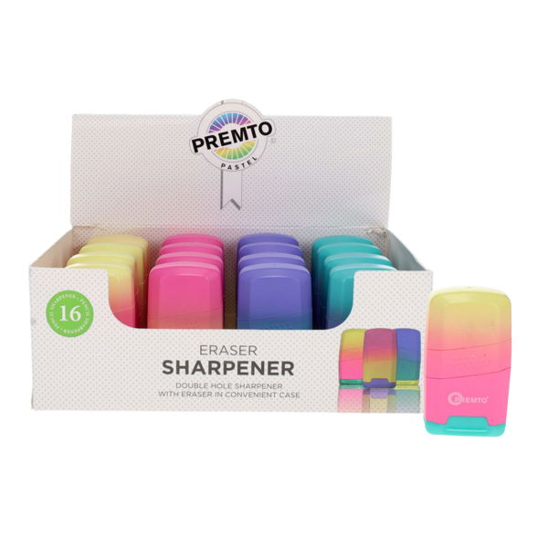 PREMTO DOUBLE HOLE SHARPENER WITH ERASER CDU - 4 ASST. - Image 3