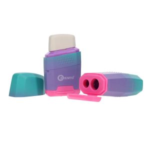 PREMTO DOUBLE HOLE SHARPENER WITH ERASER CDU - 4 ASST.
