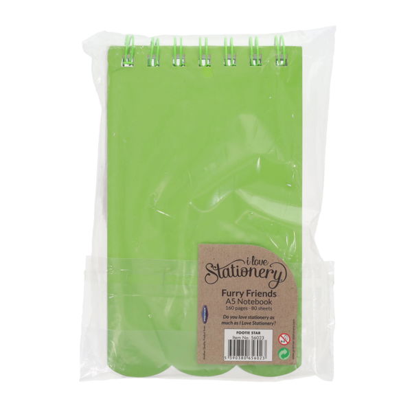 I LOVE STATIONERY 160pg FURRY FRIENDS NOTEBOOK - FOOTIE STAR - Image 3