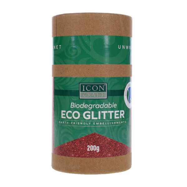 ICON CRAFT 200G BIODEGRADABLE ECO GLITTER - RED - Image 3