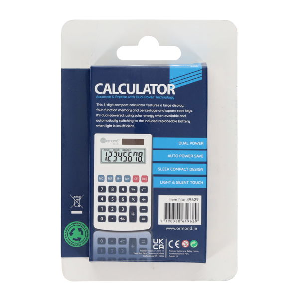 ORMOND 8 DIGIT CALCULATOR - WHITE - Image 4