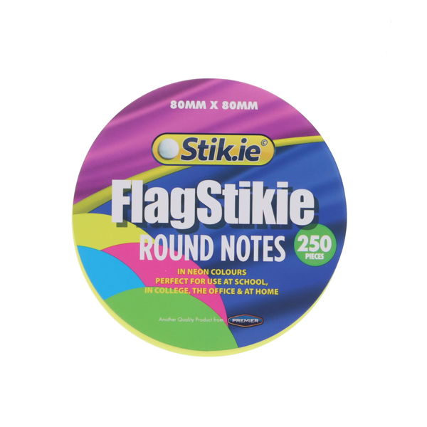 STIK.IE 250 SHEETS 80x80mm FLAG STIKIE ROUND NOTES - Image 2