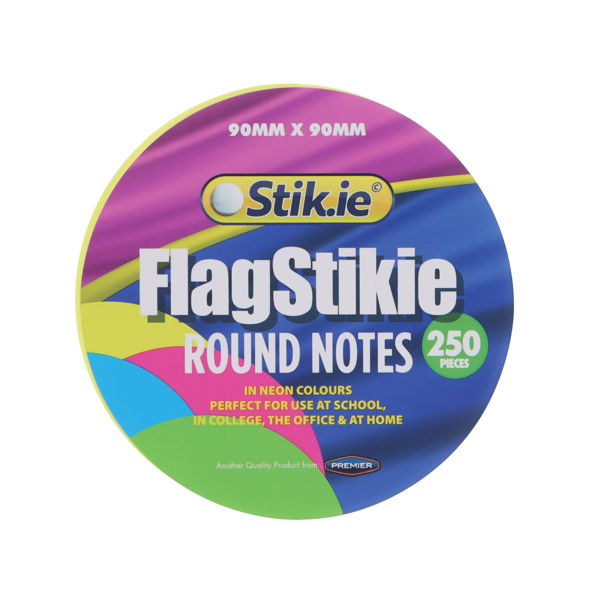 STIK.IE 250 SHEETS 90x90mm FLAG STIKIE ROUND NOTES - Image 2