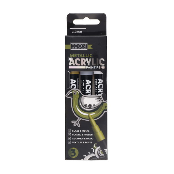 ICON PKT.3 METALLIC ACRYLIC PAINT PENS 1.2MM - Image 4