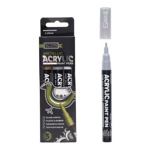 ICON PKT.3 METALLIC ACRYLIC PAINT PENS 1.2MM