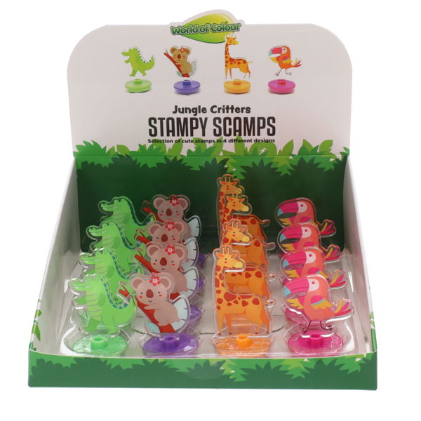 WORLD OF COLOUR JUNGLE CRITTERS STAMPY SCAMPS - 4 ASST.