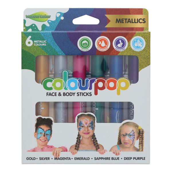 WORLD OF COLOUR BOX 6 COLOURPOP FACE AND BODY STICKS - METALLICS - Image 2