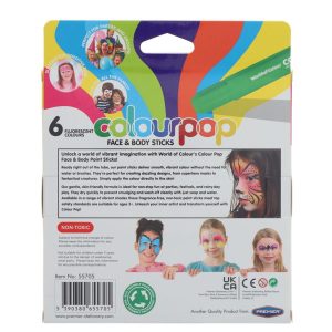 WORLD OF COLOUR BOX 6 COLOURPOP FACE AND BODY STICKS - FLUORESCENT