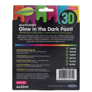 WORLD OF COLOUR 3D MULTISURFACE PAINT GLOW IN THE DARK 30ml