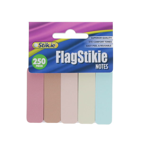 STIK.IE 250pcs FLAG STIKIE NOTES - 5 ASST PASTEL