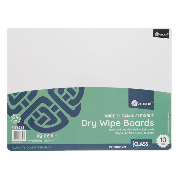 ORMOND PKT.10 228x305mm DRY WIPE BOARDS - BLANK - Image 2